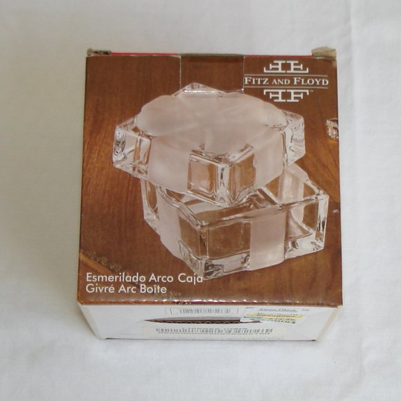 NEW Fitz & Floyd Frosted Bow Box Glass Crystal Trinket Dish - Picture 5 of 16